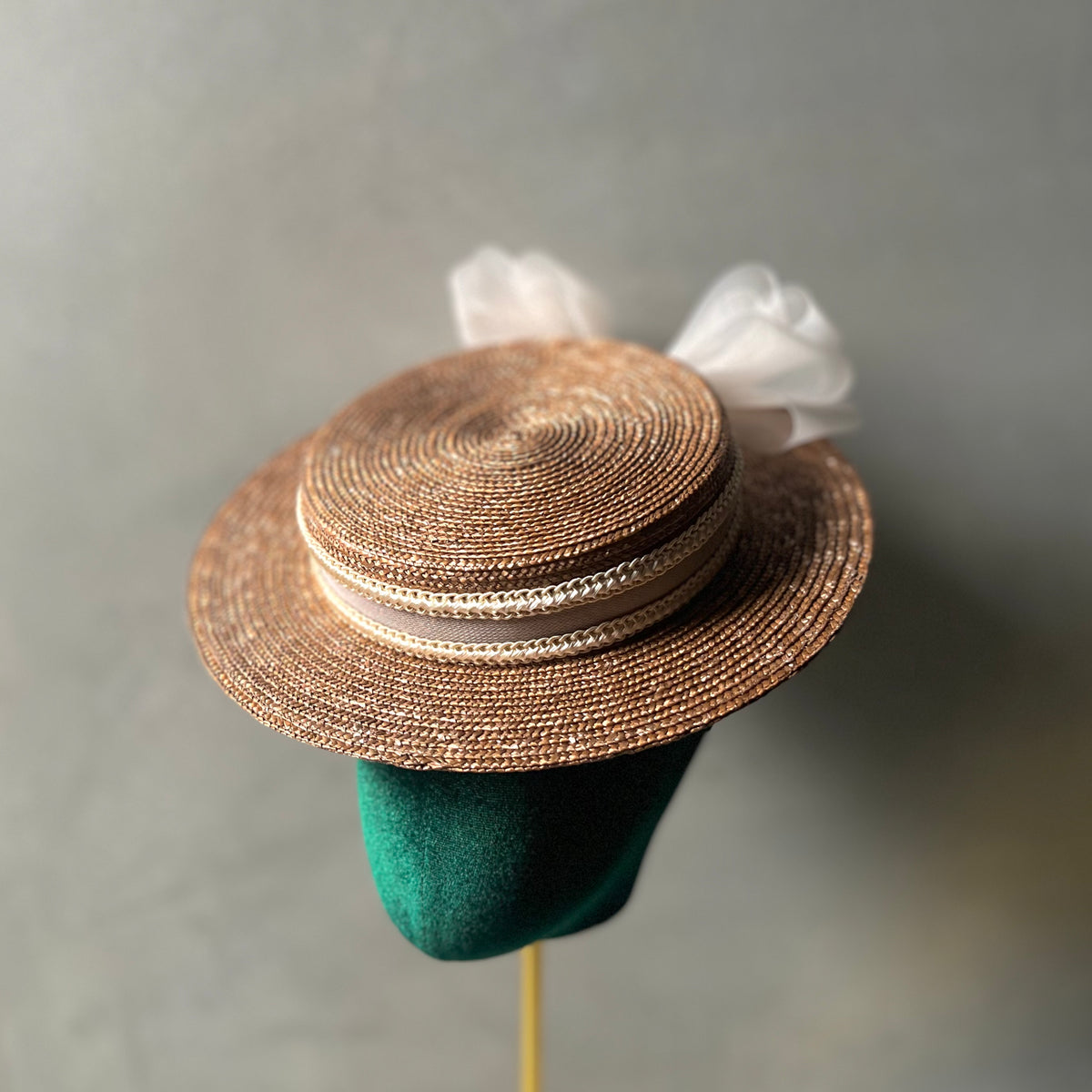Big ribbon mini canotier – millinery mino Big ribbon mini canotier – millinery mino