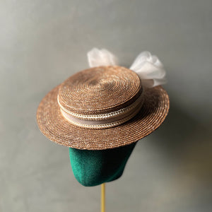 Big ribbon mini canotier – millinery mino Big ribbon mini canotier – millinery mino