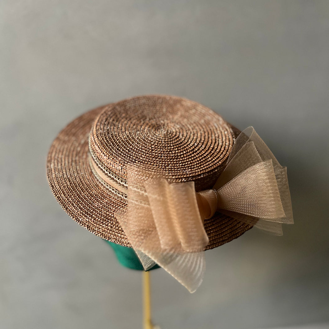 Big ribbon mini canotier – millinery mino Big ribbon mini canotier – millinery mino